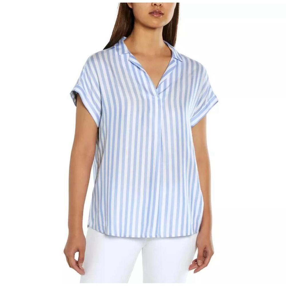 GAP Ladies' Popover Blouse Blue White Stripes Size S. AM